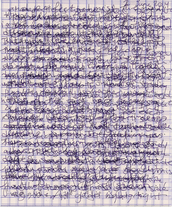 These are scans of an actual love letter the author wrote, layered. Have fun deciphering!